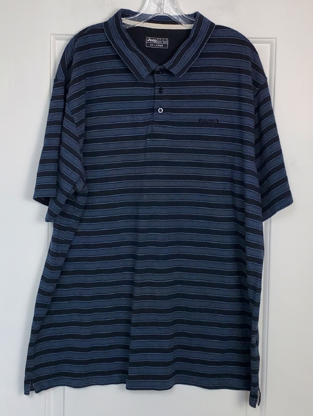 Jeep Mens VTG Striped Embroidered Grille Logo Polo Shirt - Size XXL 2XL - GUC